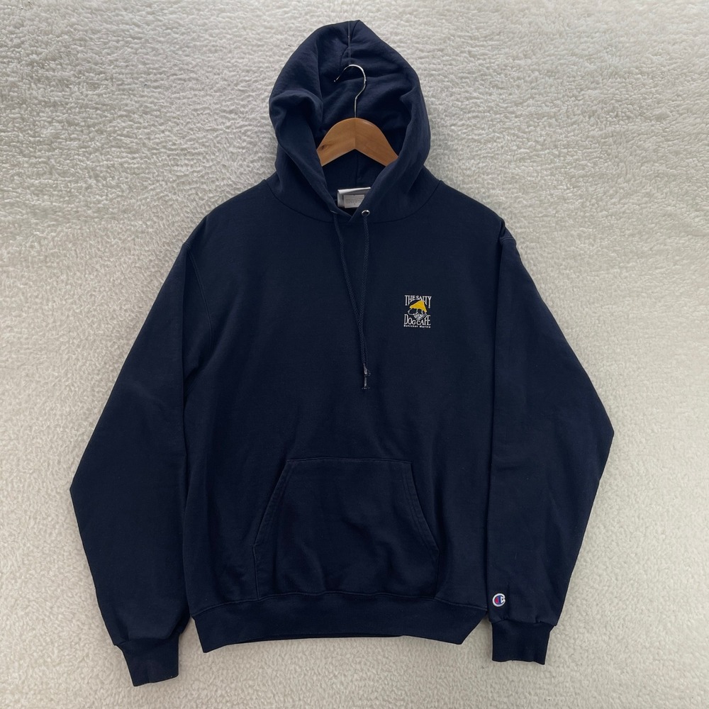 Salty Dog Cafe Hoodie Mens Medium Navy Blue Champion Preppy Hilton Head SC